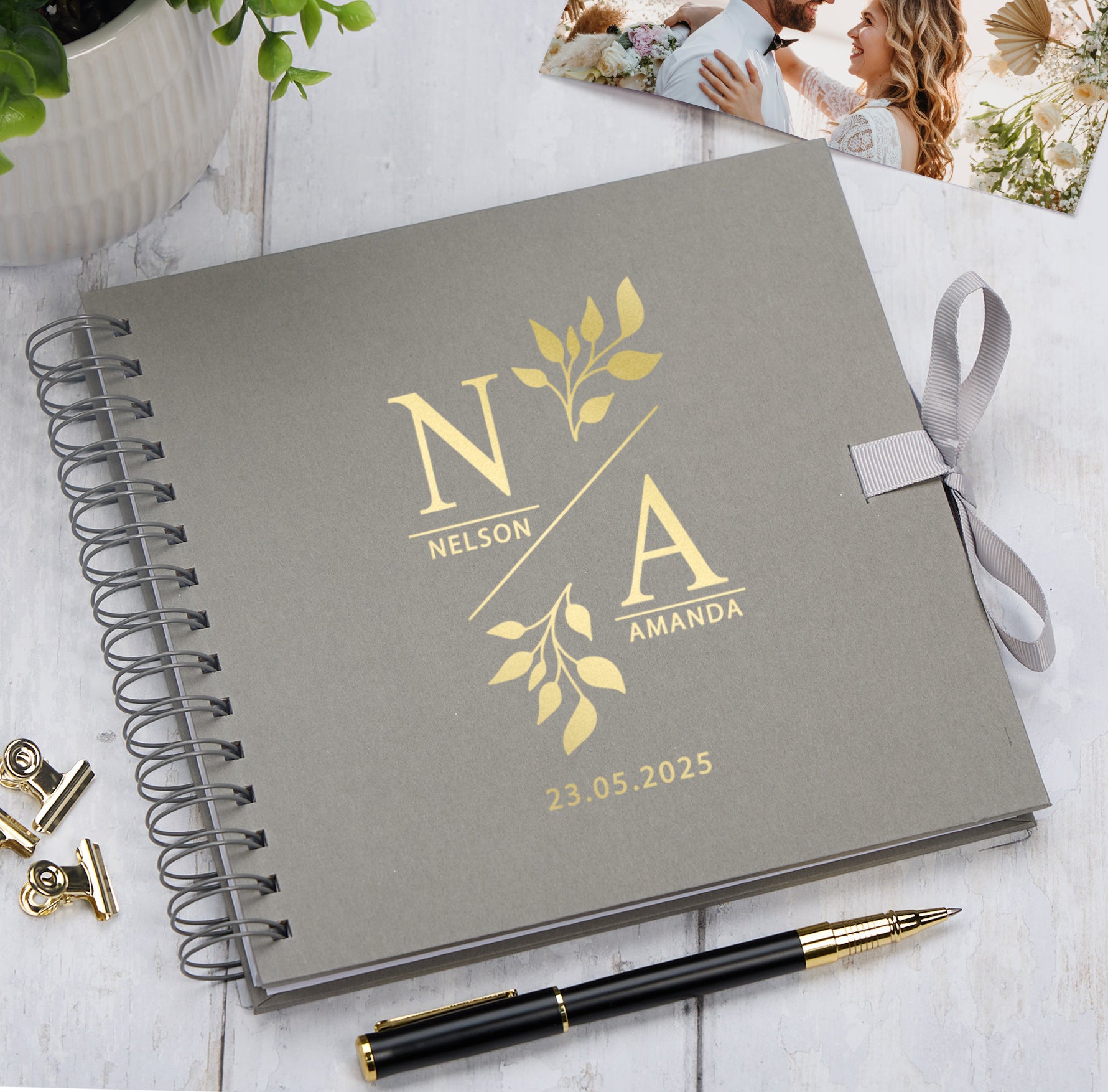 Personalised  Wedding Guest Book Reception Guestbook With Initials and Names