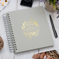 Personalised Large Wedding Photo Album With Flowers, Leaves and Names