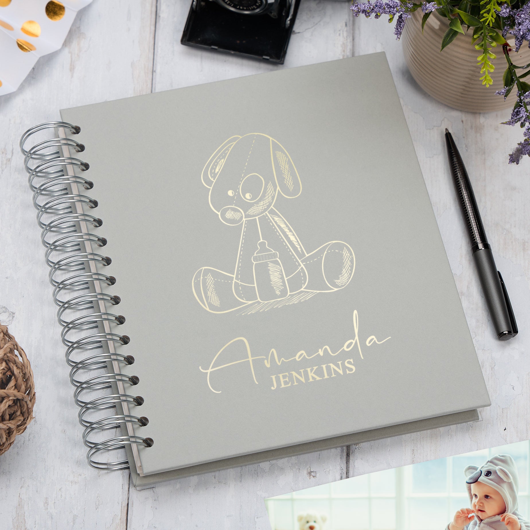 Personalised Large Baby Photo Album Memory Keepsake With Dog