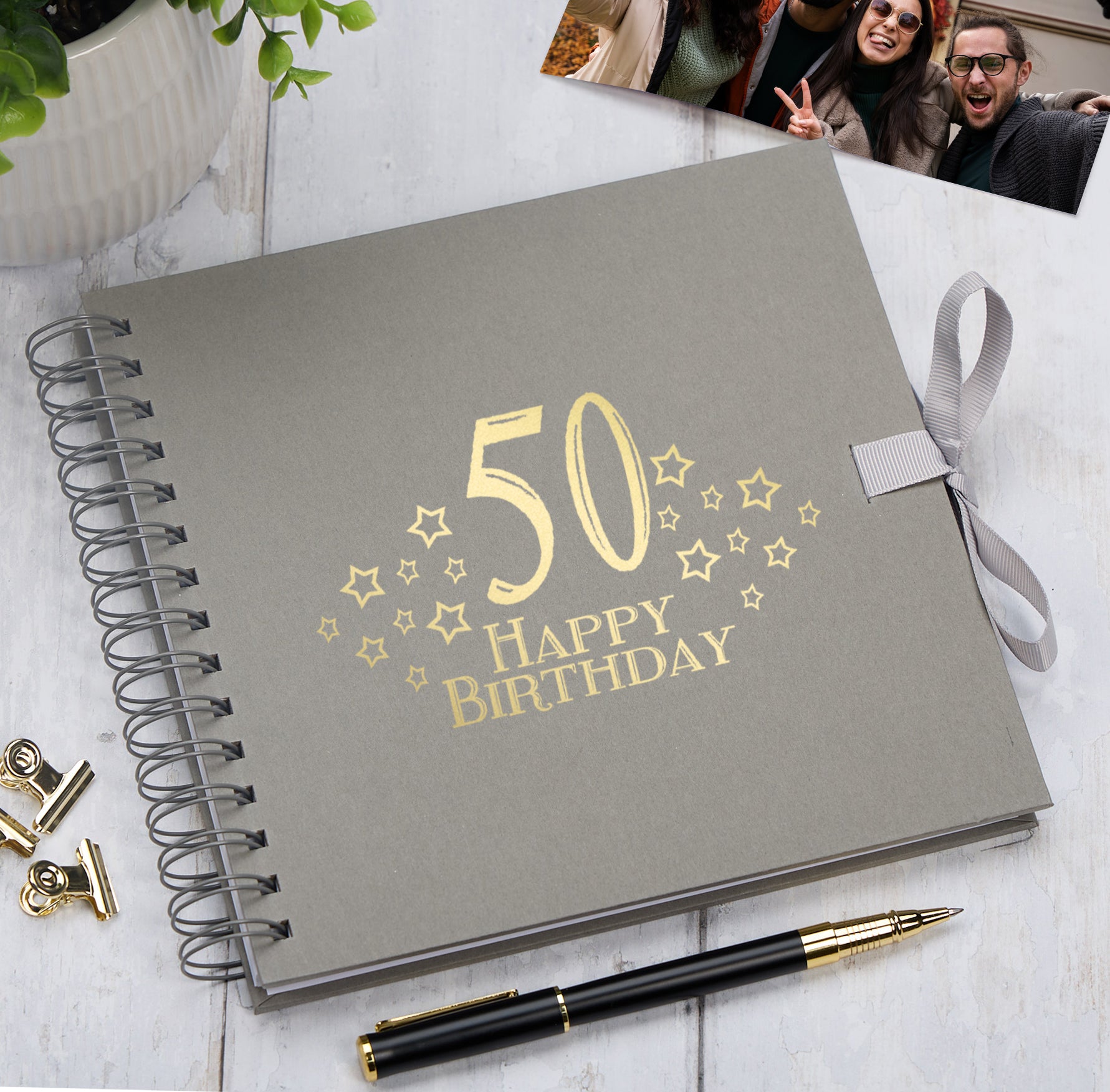 50th Birthday Memory Scrapbook Album With Star Design Various Colours Available