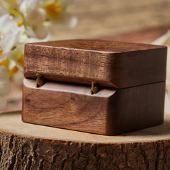 Personalised Square Wedding Ring Box Holder for 2 Rings With Wreath