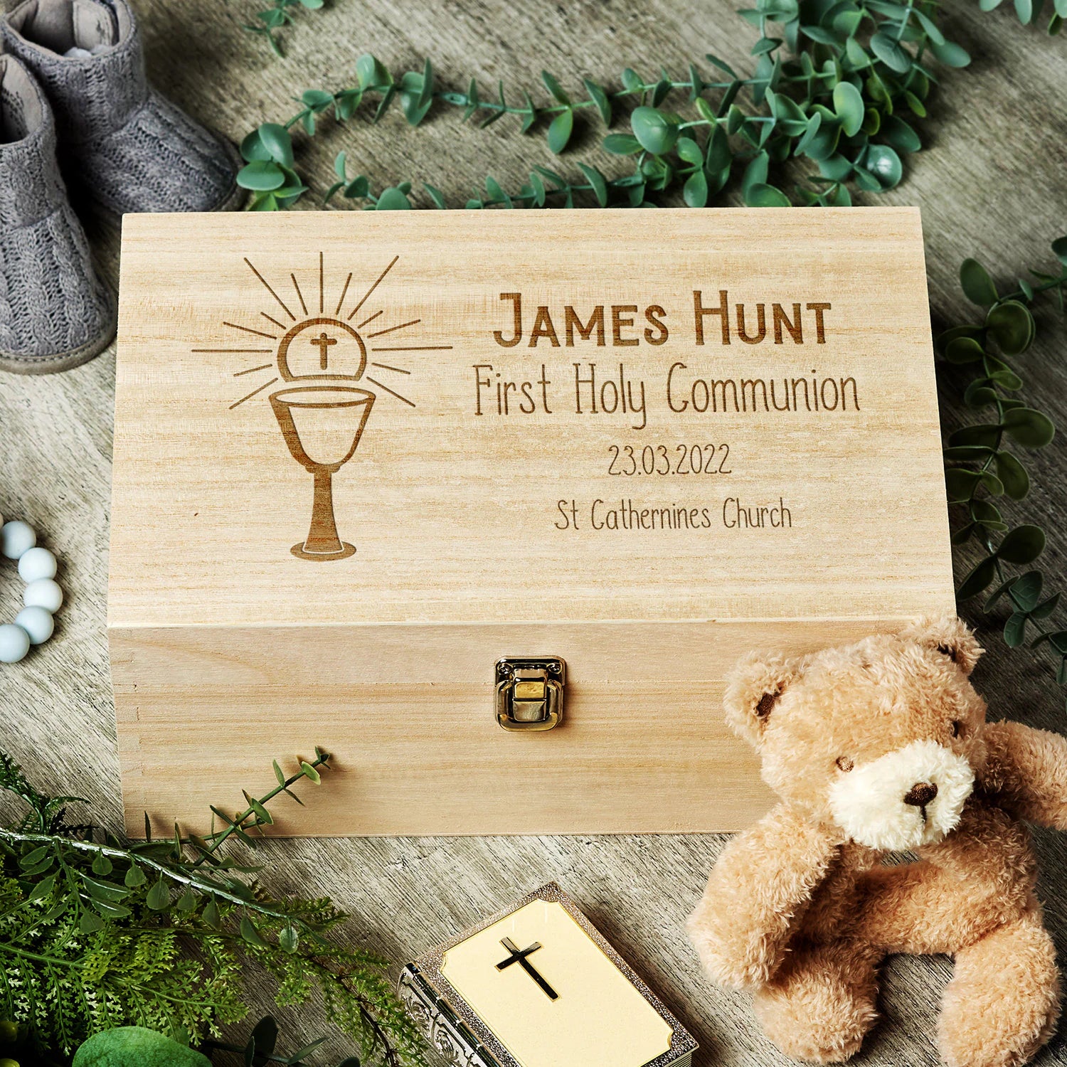 Personalised Communion Memory Keepsake Box With Holy Host ukgiftstoreonline