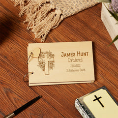 Personalised Christening Scrap Book or Guest Book Floral Cross ukgiftstoreonline