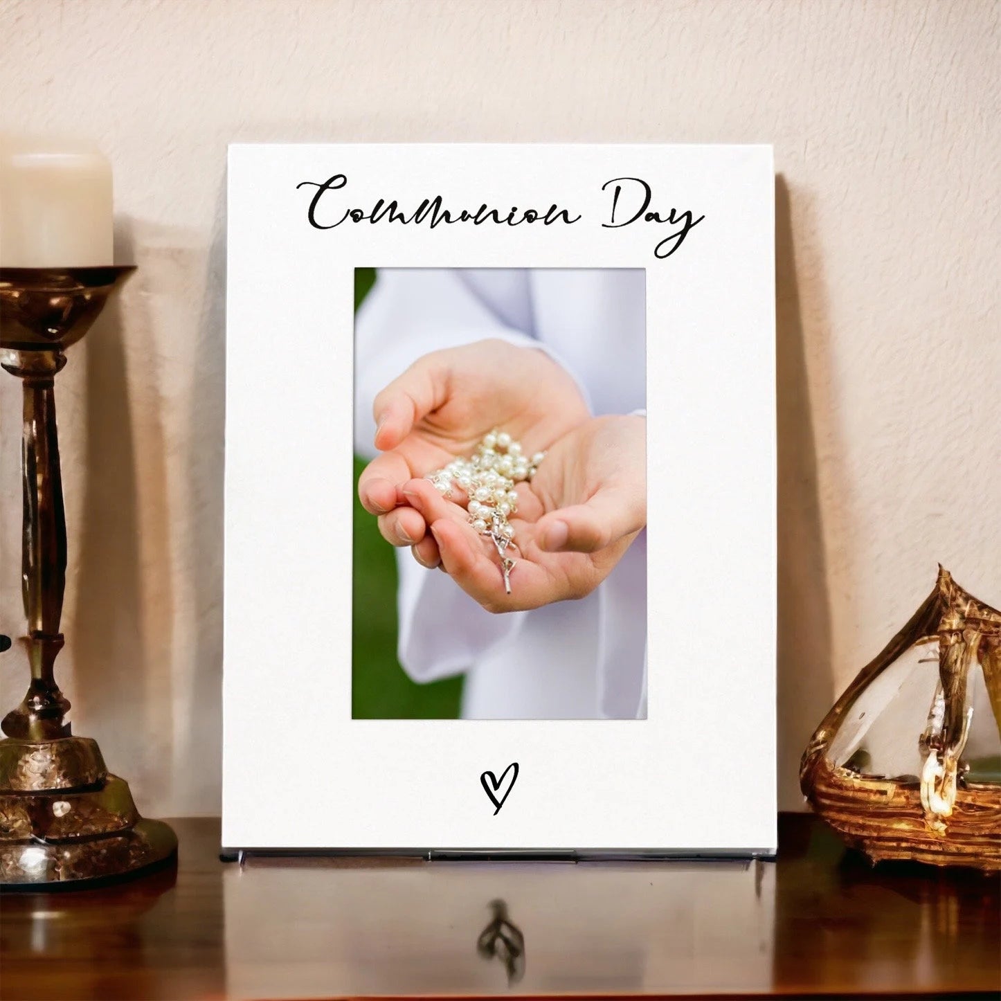White 6x4 Portrait Picture Photo Frame Communion Day Heart ukgiftstoreonline