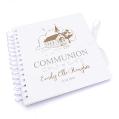 Personalised Communion Guest Book, Photo Album Featuring Sketch Church ukgiftstoreonline