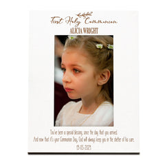 Personalised First Holy Communion White Wooden Photo Frame Portrait ukgiftstoreonline