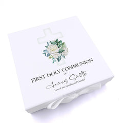 Personalised First Holy Communion Green Cross Keepsake Memory Box Gift ukgiftstoreonline