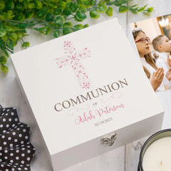 Personalised First Holy Communion ornate cross Keepsake Wooden Box Gift ukgiftstoreonline