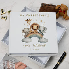 Personalised My Christening-Baptism-First Holy Communion-Confirmation Photo Album Gift Boxed Safari Animal Design ukgiftstoreonline