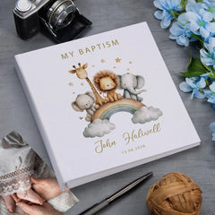 Large Personalised Book Bound My Christening-Baptism-First Holy Communion-Confirmation Memory Book Safari Animals Design Photo Album ukgiftstoreonline