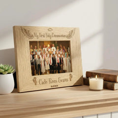 Boys First Holy Communion Personalised Engraved Wooden Photo Frame Gift ukgiftstoreonline