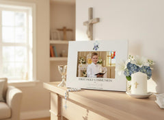 Personalised First Holy Communion Gift Photo Frame With Blue Cross for Boy ukgiftstoreonline