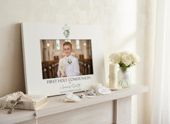 Personalised First Holy Communion Photo Frame With Green Cross Gift ukgiftstoreonline