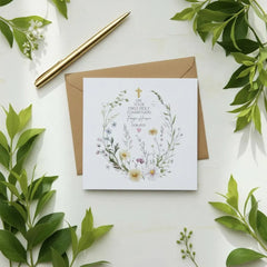 Personalised Luxury Linen First Holy Communion Card - Custom Name & Date, Catholic Card for Girl ukgiftstoreonline
