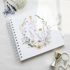 Personalised Christening Baptism Communion or Confirmation Delicate Floral Design Guestbook Scrapbook Photo Album