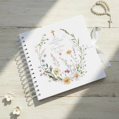Personalised Christening Baptism Communion or Confirmation Delicate Floral Design Guestbook Scrapbook Photo Album
