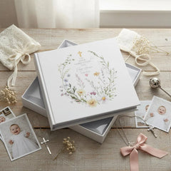 Personalised Christening Baptism Communion, Delicate Floral Design Photo Album In Gift Box ukgiftstoreonline