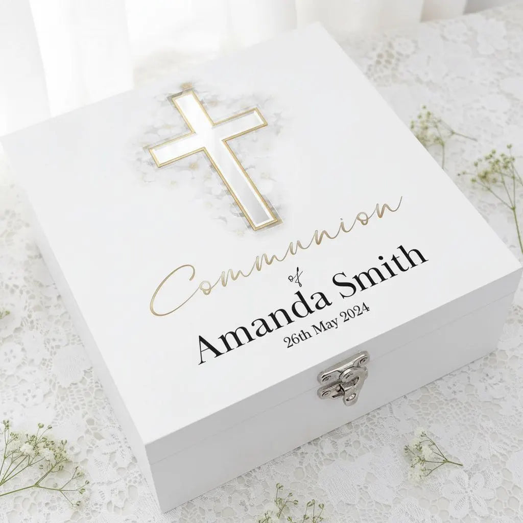 Personalised Communion Wooden Box Memories Keepsake Gift ukgiftstoreonline Medium