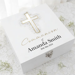 Personalised Communion Wooden Box Memories Keepsake Gift ukgiftstoreonline Medium
