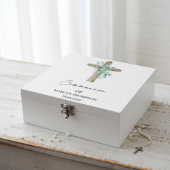 Personalised First Holy Communion Gift Wooden Keepsake Memory Box Natural Cross ukgiftstoreonline