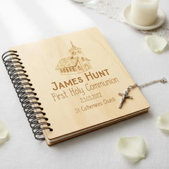 Personalised First Holy Communion Engraved Wooden Photo Album Church Design ukgiftstoreonline