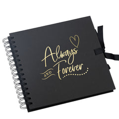 Always and Forever Black Love Scrapbook Photo album or Guest Book Gold Script