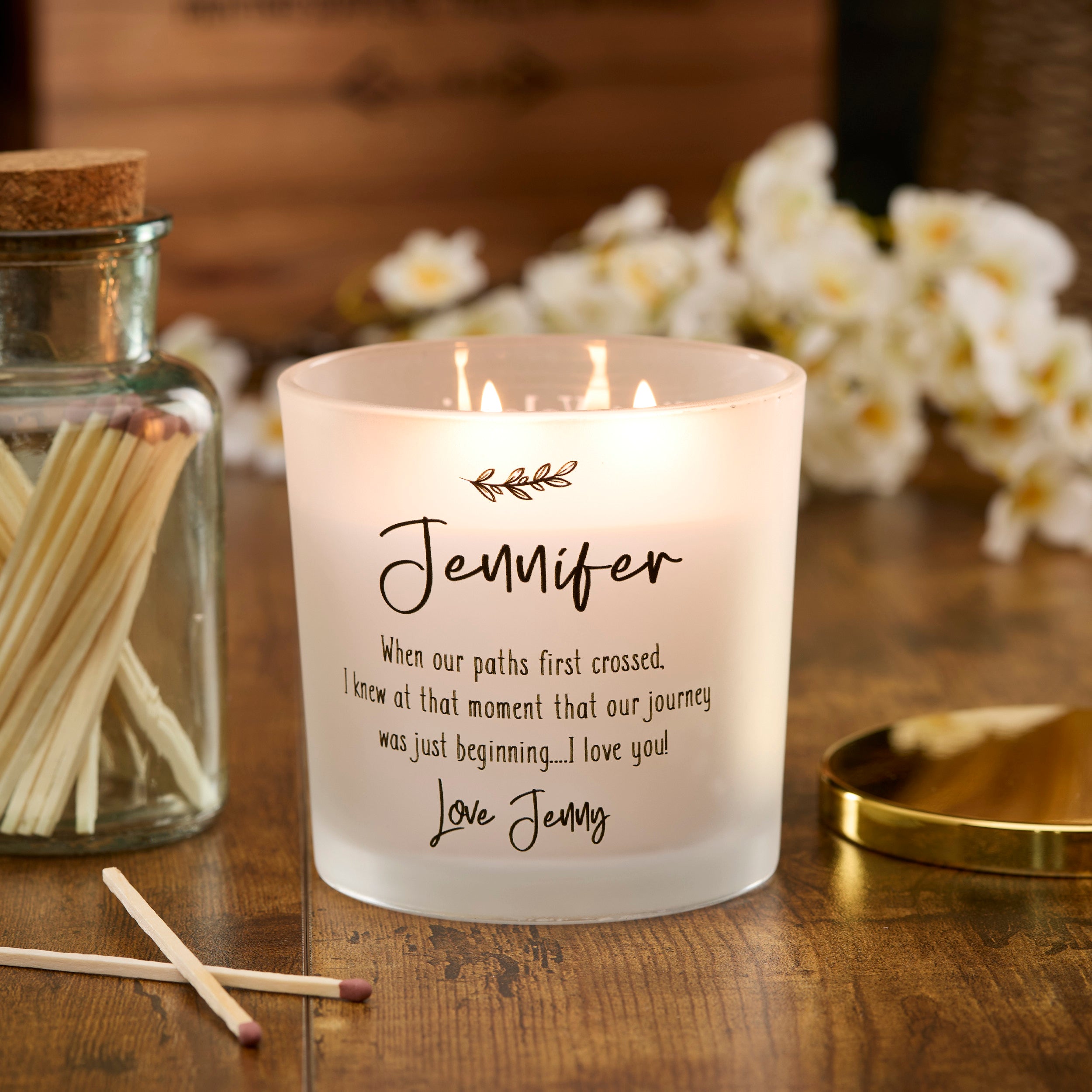 Personalised Gift Large Double Wick Candle Anniversary Valentines Wedding