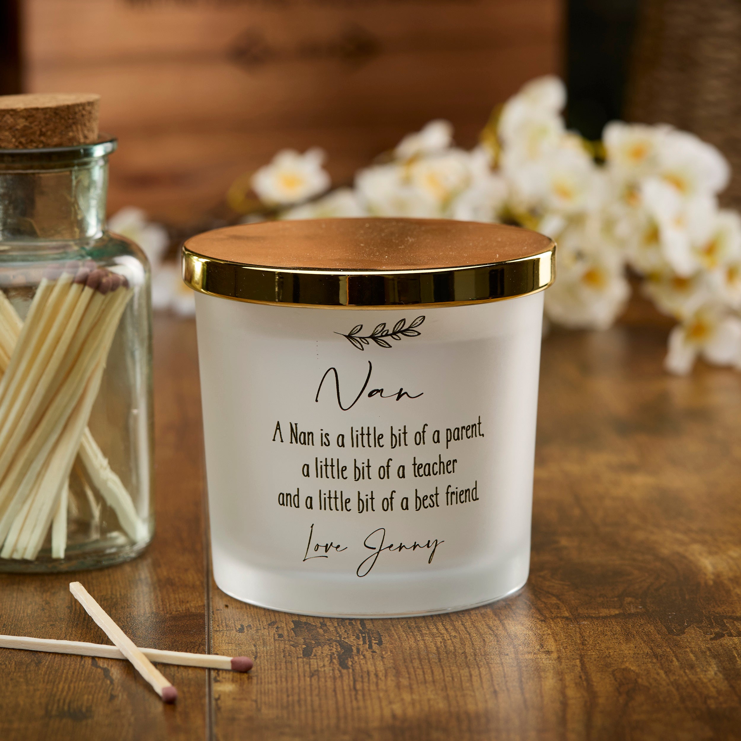 Personalised Large Double Wick Candle Gift For Nan With Sentiment