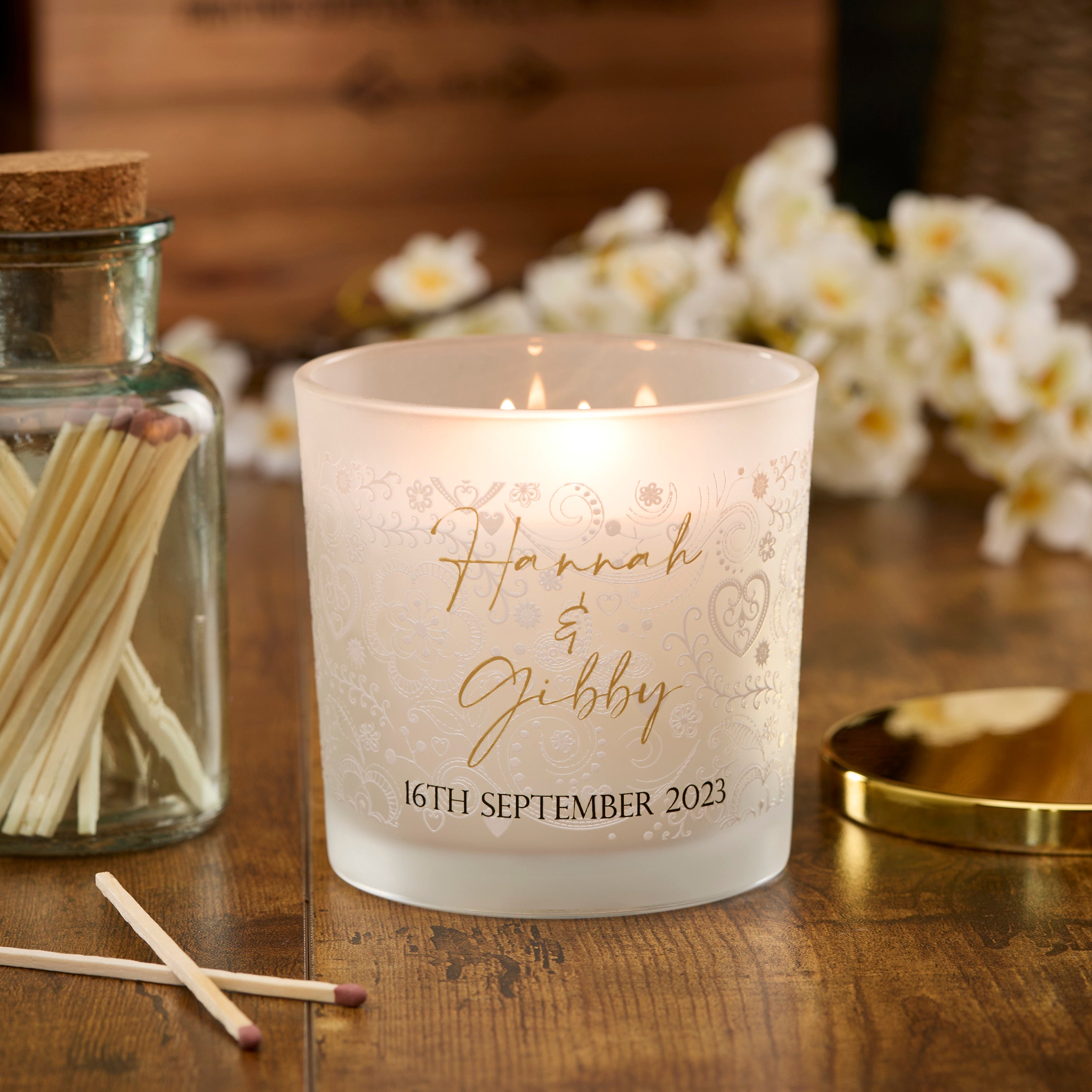 Personalised Large Double Wick Engagement Or Wedding Candle Gift
