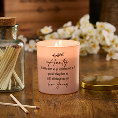 Beautiful Pink Personalised Aunty Sentiment Jar Candle Gift For Her