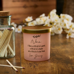 Beautiful Pink Personalised Nan Sentiment Jar Candle Gift For Her