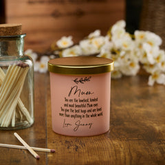 Beautiful Pink Personalised Mum Sentiment Jar Candle Gift For Her