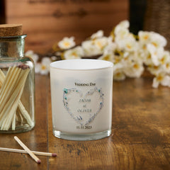 Personalised Wedding Day Candle Gift With Blue Floral Heart