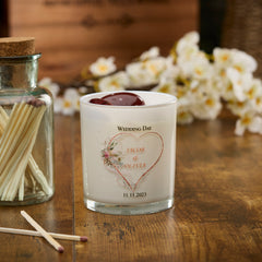 Personalised Wedding Day Candle Gift With Rose Gold Heart