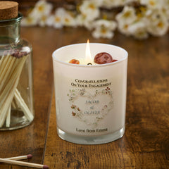 Personalised Candle Gift For Engagement Couple With Watercolour Heart