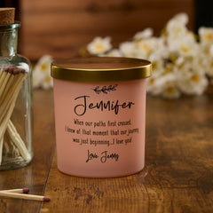 Beautiful Pink Personalised Love Sentiment Jar Candle Gift For Her