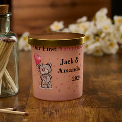 Beautiful Pink Personalised First Valentines Jar Candle Gift