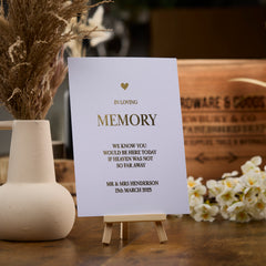 Personalised Table Décor Gold Foil In Loving Memory Wedding Print Sign