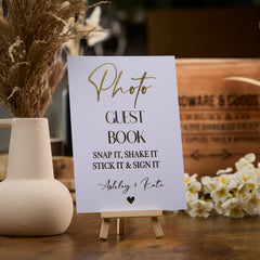 Personalised Table Décor Gold Photo Guest Book Wedding Print Sign