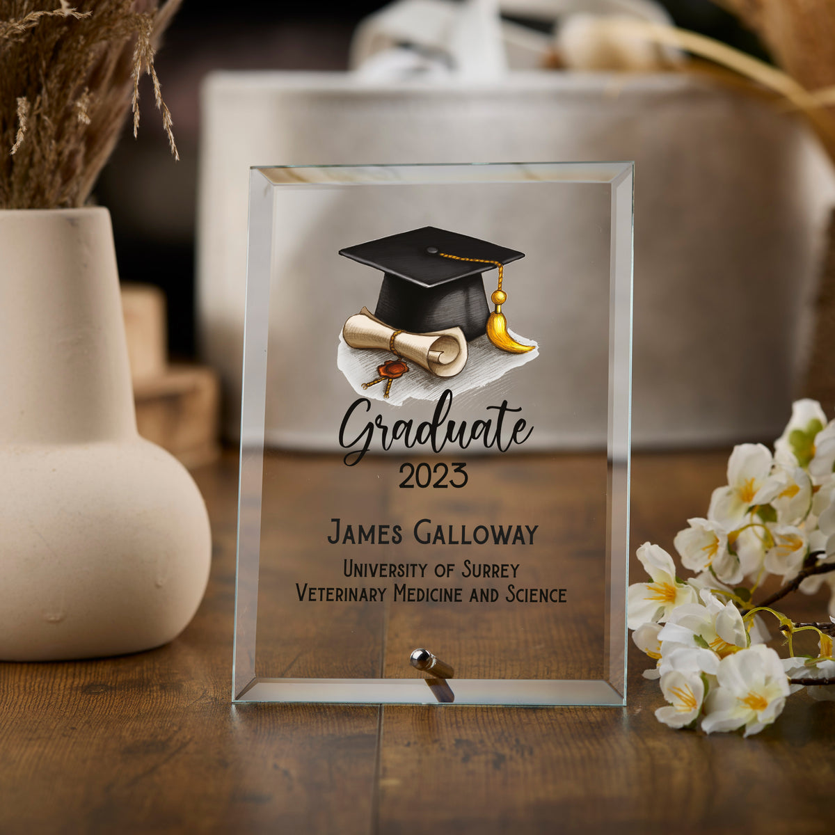 Personalised Graduation Keepsake Gift Glass Plaque Gift