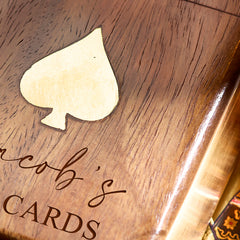 Personalised Wooden Playing Card Box-mens personalised gift- wooden card set- travel game- games for him - game gift-keepsake card set