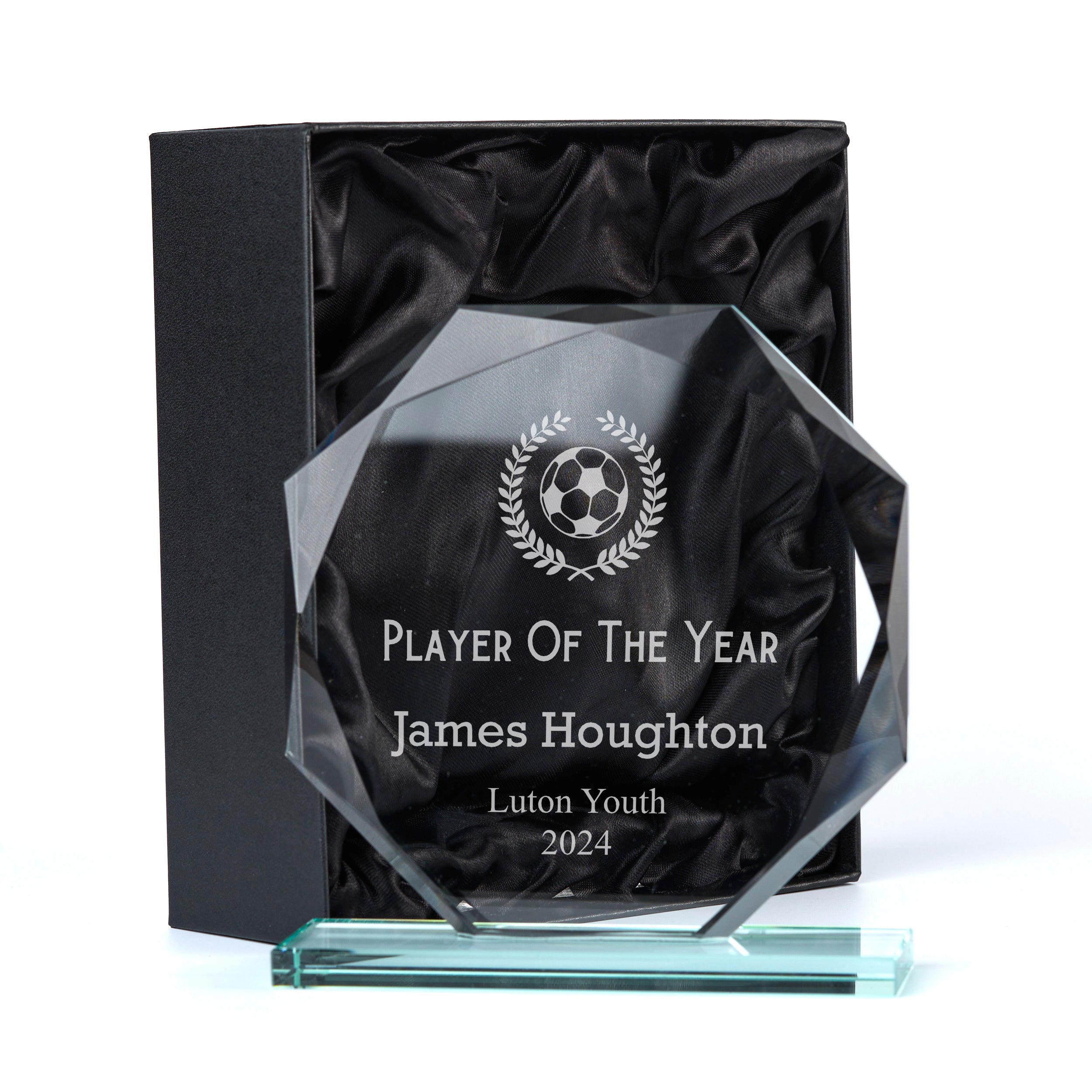 Large Jade Glass Personalised 15cm Football Trophy Award Any Engraving