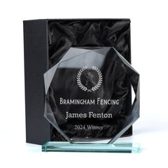 Large Jade Glass Personalised 15cm Fencing Trophy Award Engraved