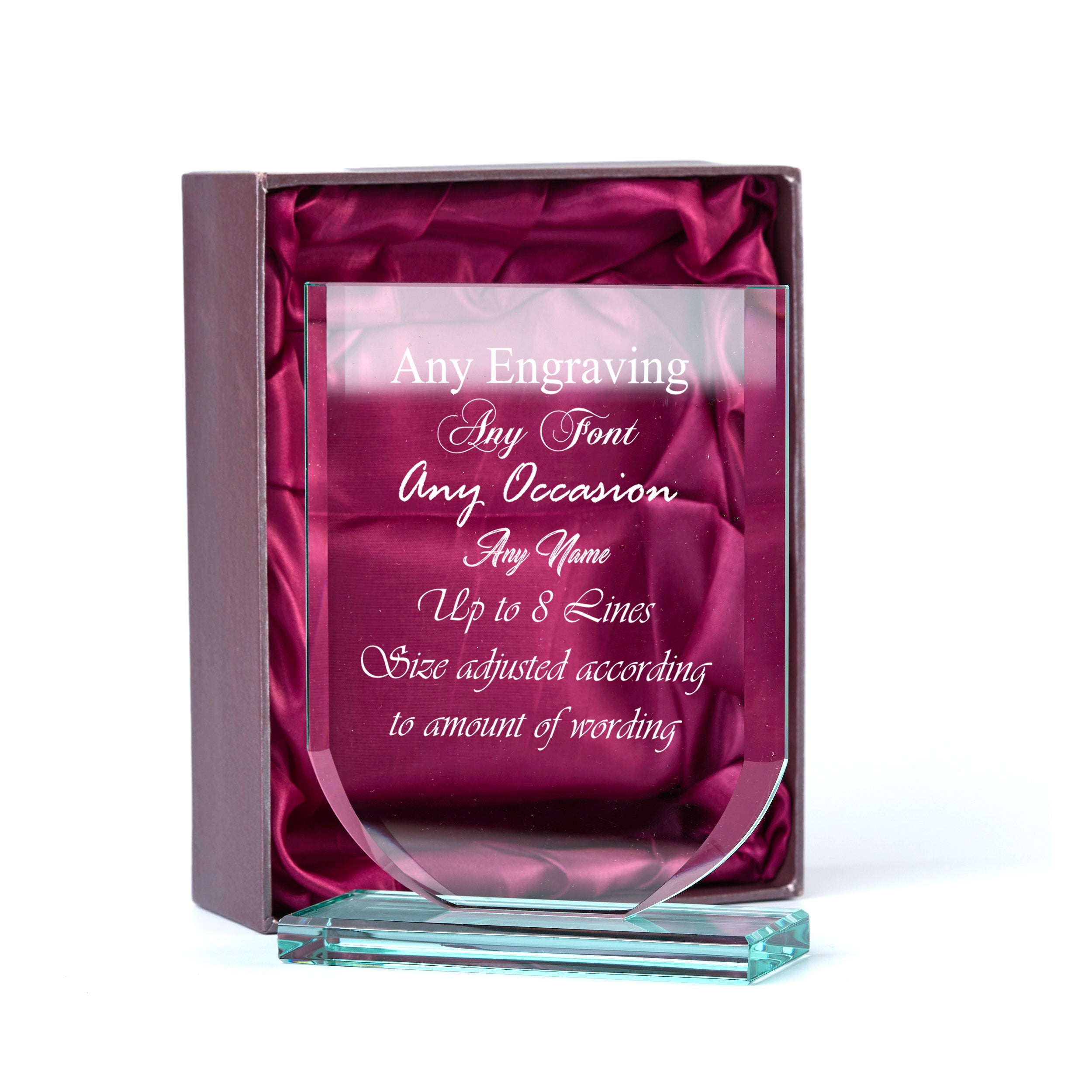 Large 15cm Jade Glass Personalised Trophy Shield Engraved