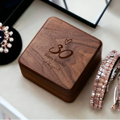 Personalised Any Age Birthday Jewellery Box Gift For Her Walnut Wood 13th 16th 18th 21st 30th 40th 50th 60th 70th
