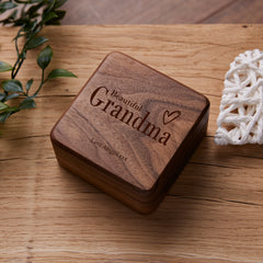 Personalised Grandma Jewellery Box Gift Luxury Walnut Wood  Engraved