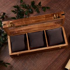 Personalised 3 Watches Wood And Glass Watch Box Gift For Him