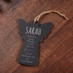 Personalised Hanging Guardian Angel Slate Angel Sign