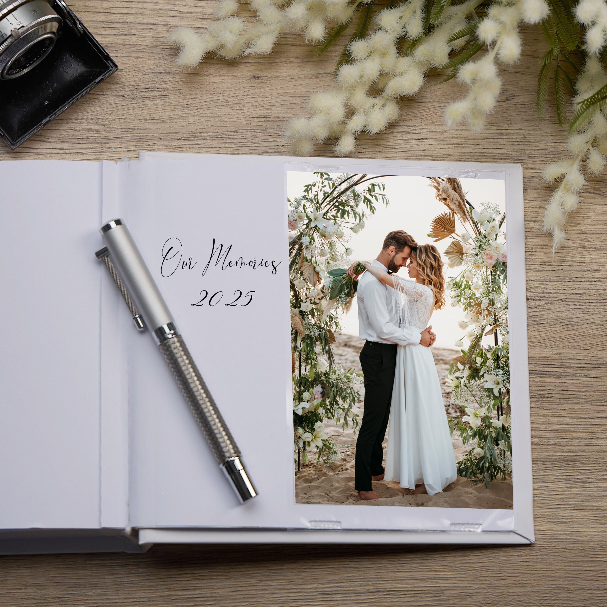 Personalised Wedding Photo album with Eucalyptus Design wedding photo album ukgiftstoreonline