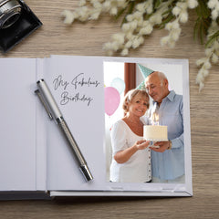 60th Birthday White Photo Album Gift For Her Or Him With Laurel Wreath
